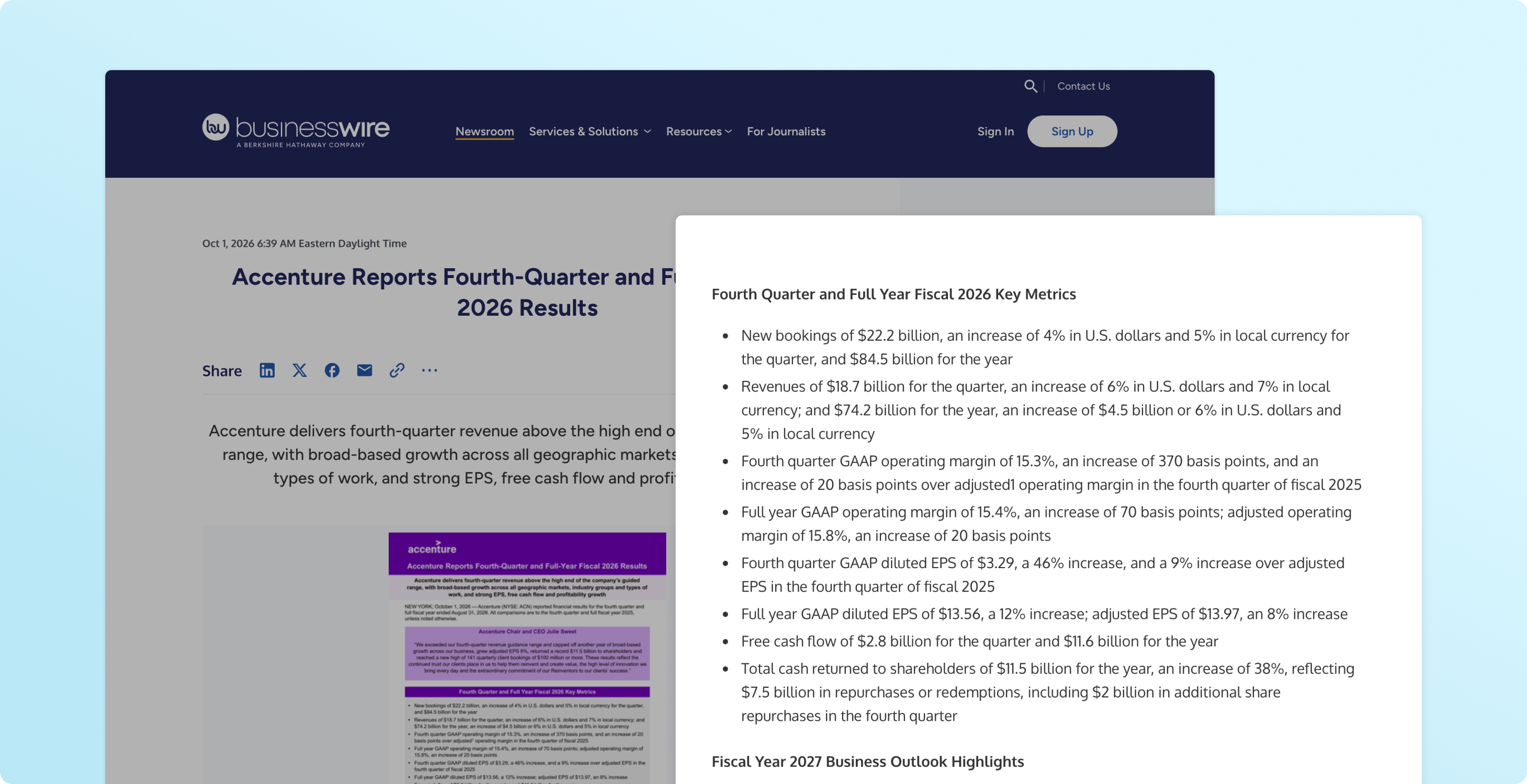 Accenture Reports Fourth-Quarter and Full-Year Fiscal 2026 Results