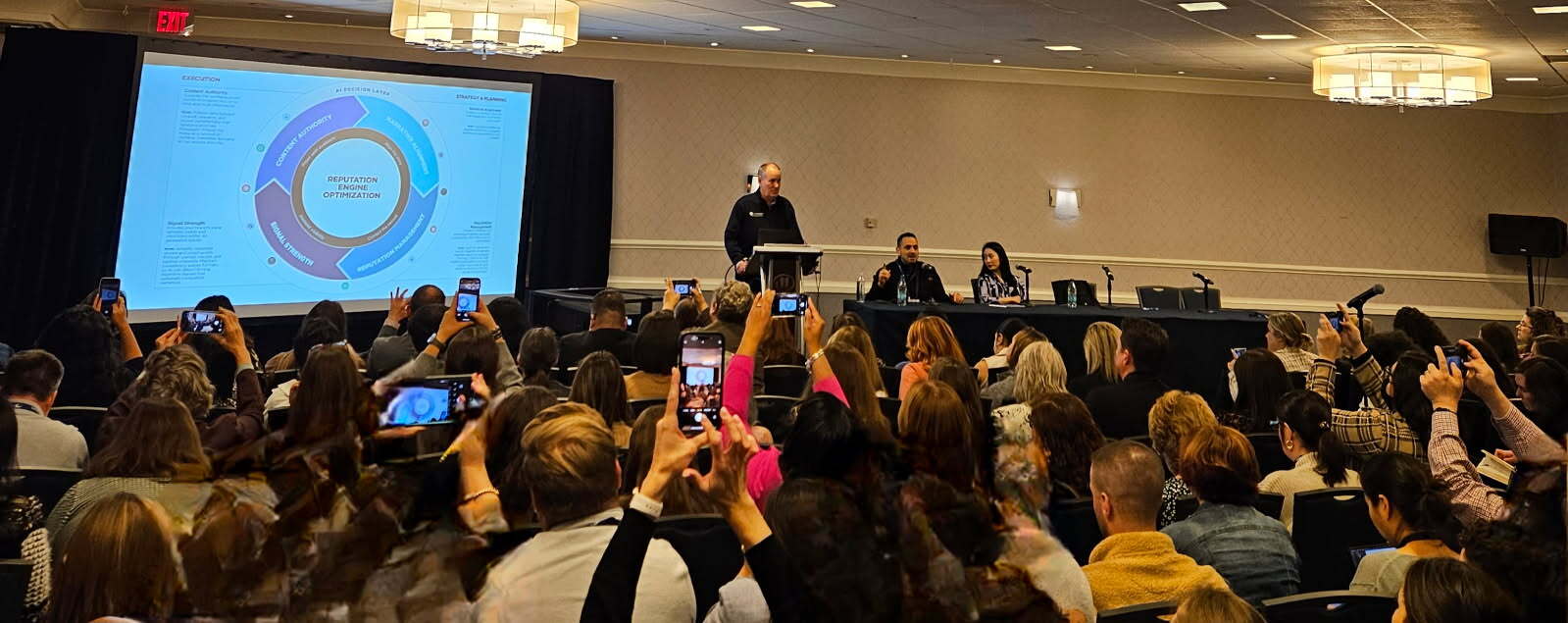 Jerry Touslee moderating a Business Wire panel on artificial intelligence in PR at PRSA ICON 2025