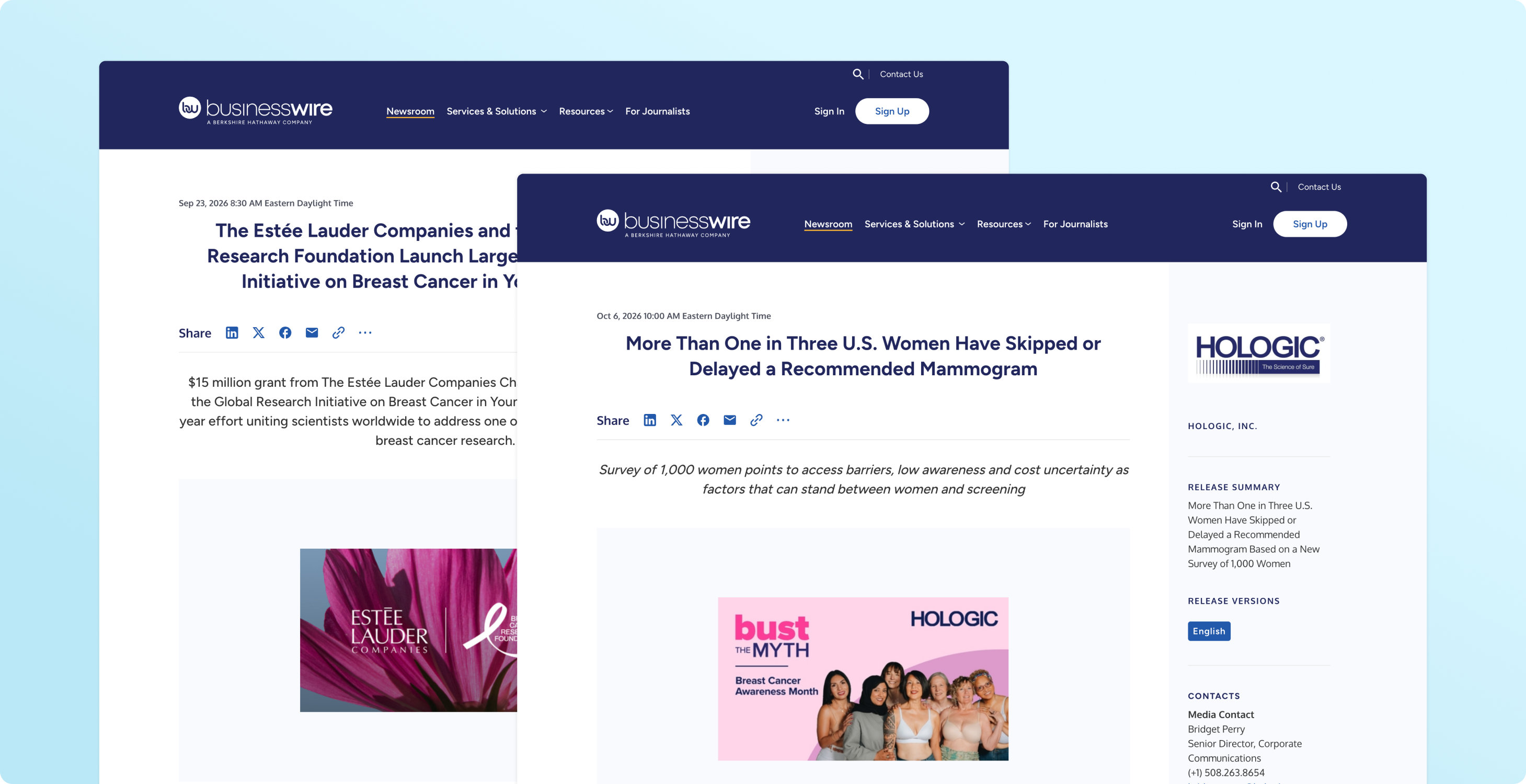 Esteé Lauder & Hologic's Breast Cancer Awareness press releases demonstrate how successful press releases should focus on specific details