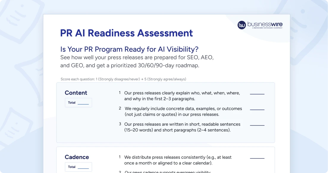 Download Now: PR AI Readiness Assessment from Business Wire